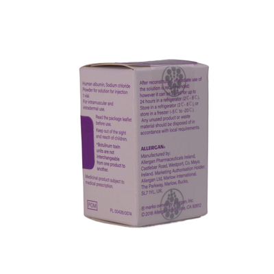 Injecção Allergan Botox 100 unidades para remoção de rugas