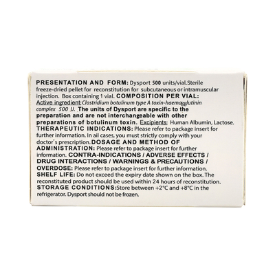 Dysport Botulinum toxin  Dysport 500u Dysport white powder btx Botox